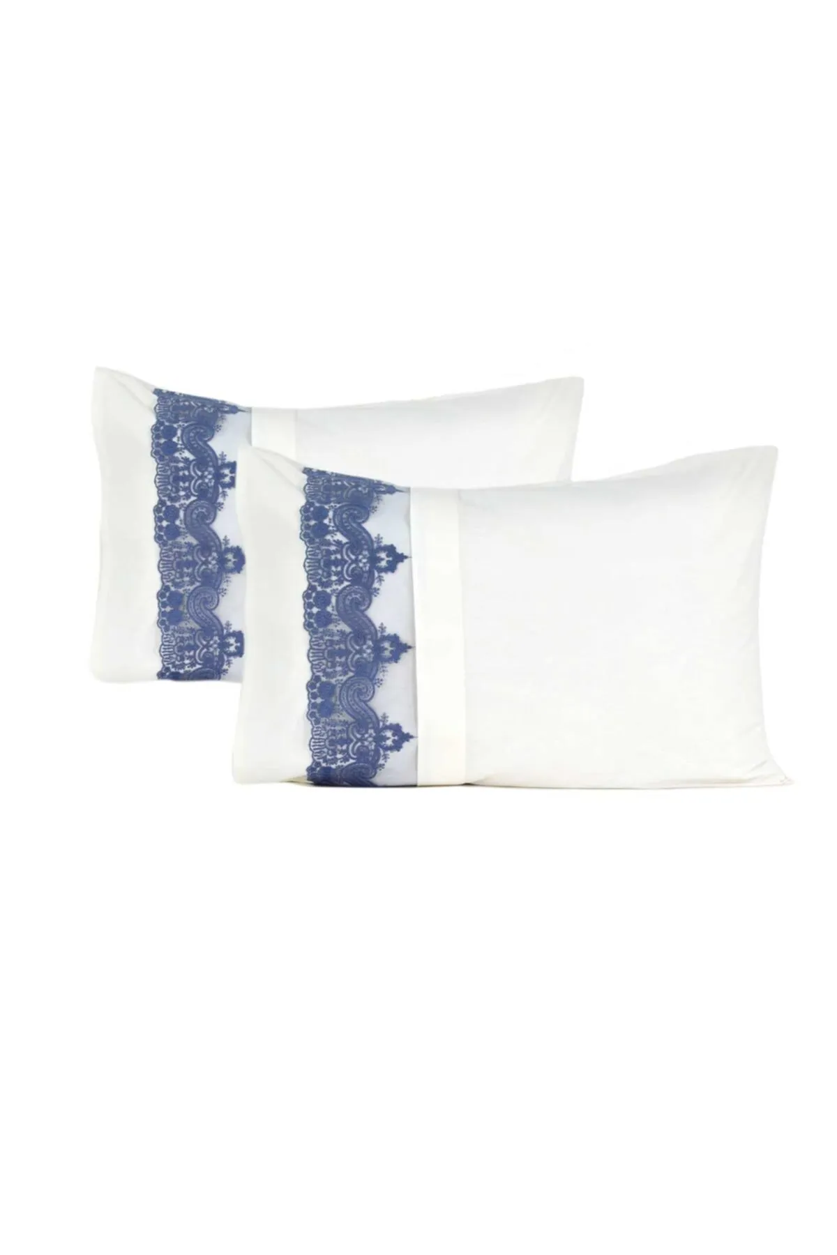 Elart  Bettbezug-Set für Doppelbett, 100 % natürliche Baumwollspitze, 4 Kissen, 6-teilig, Türkisblau