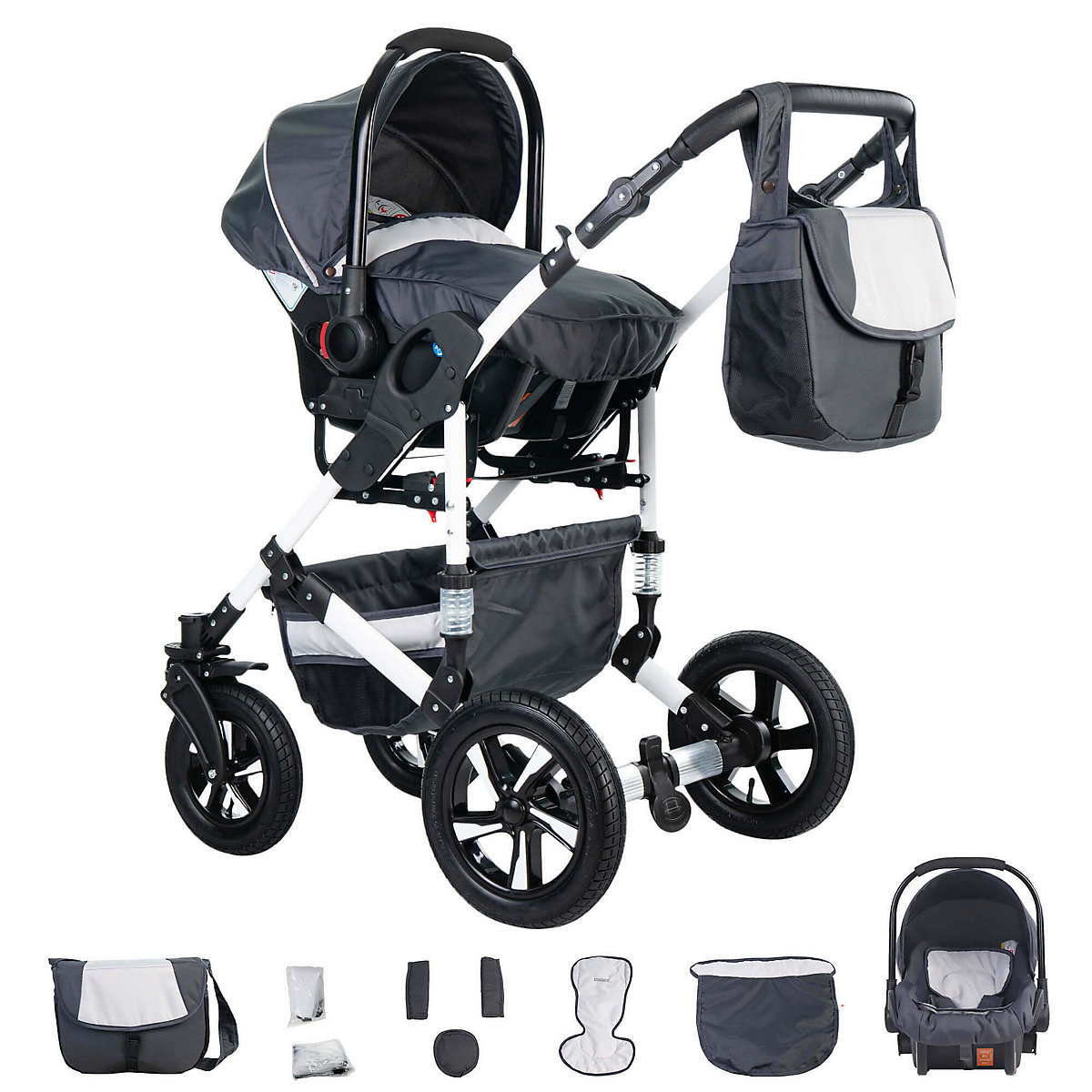 Hamburg | 3 in 1 Kombi Kinderwagen Komplettset | Hartgummireifen Kombikinderwagen