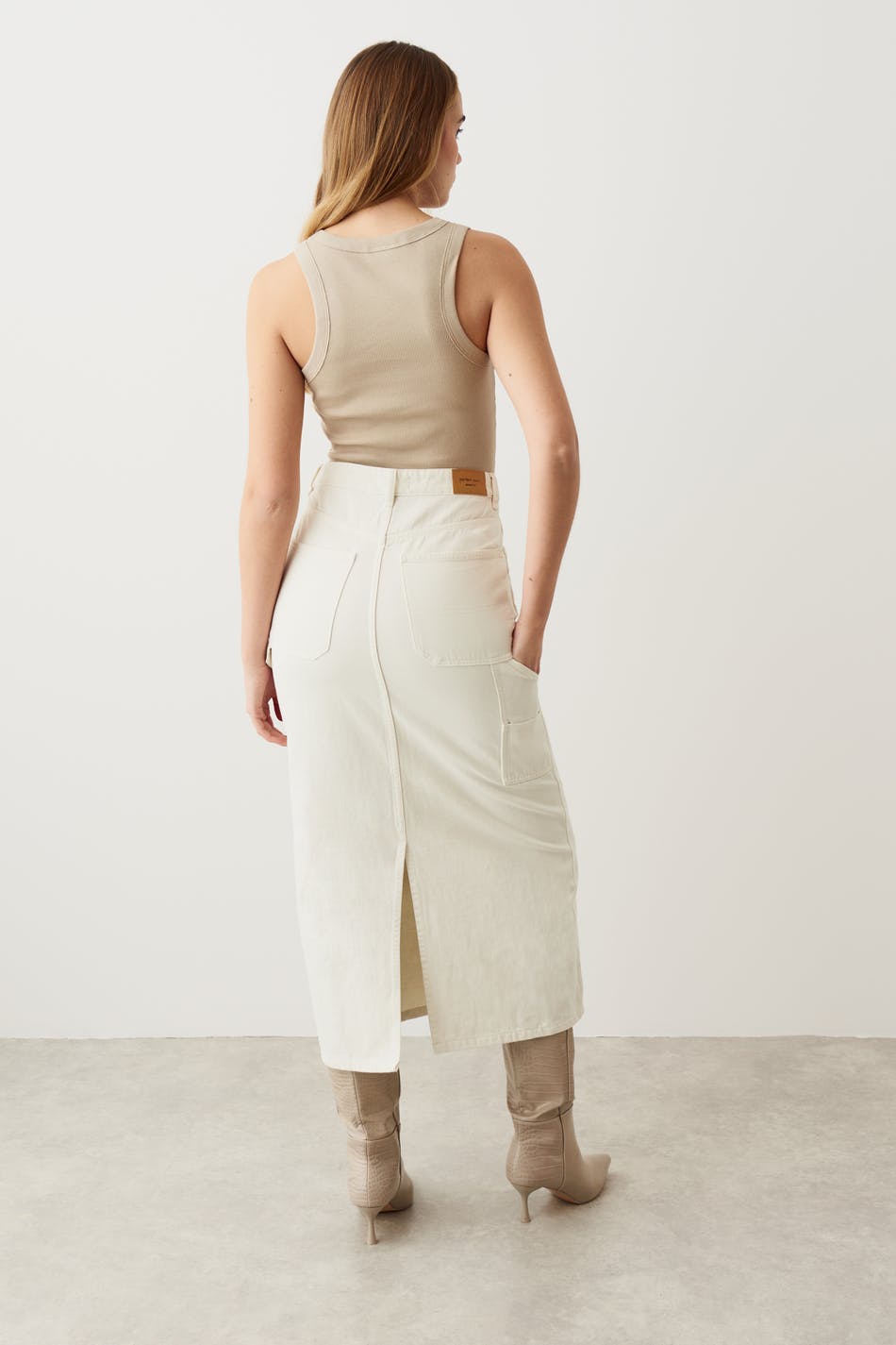 Carpenter long denim skirt