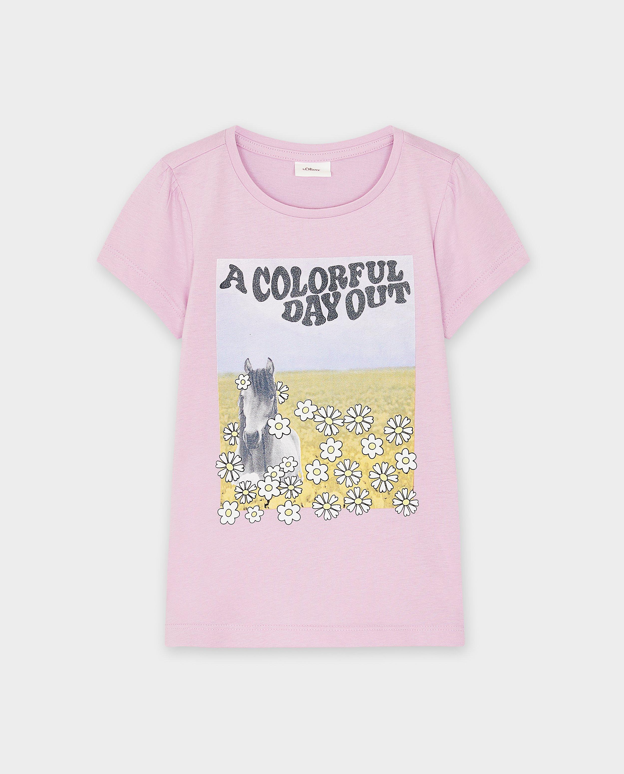 Tricou S. Oliver cu imprimeu foto roz