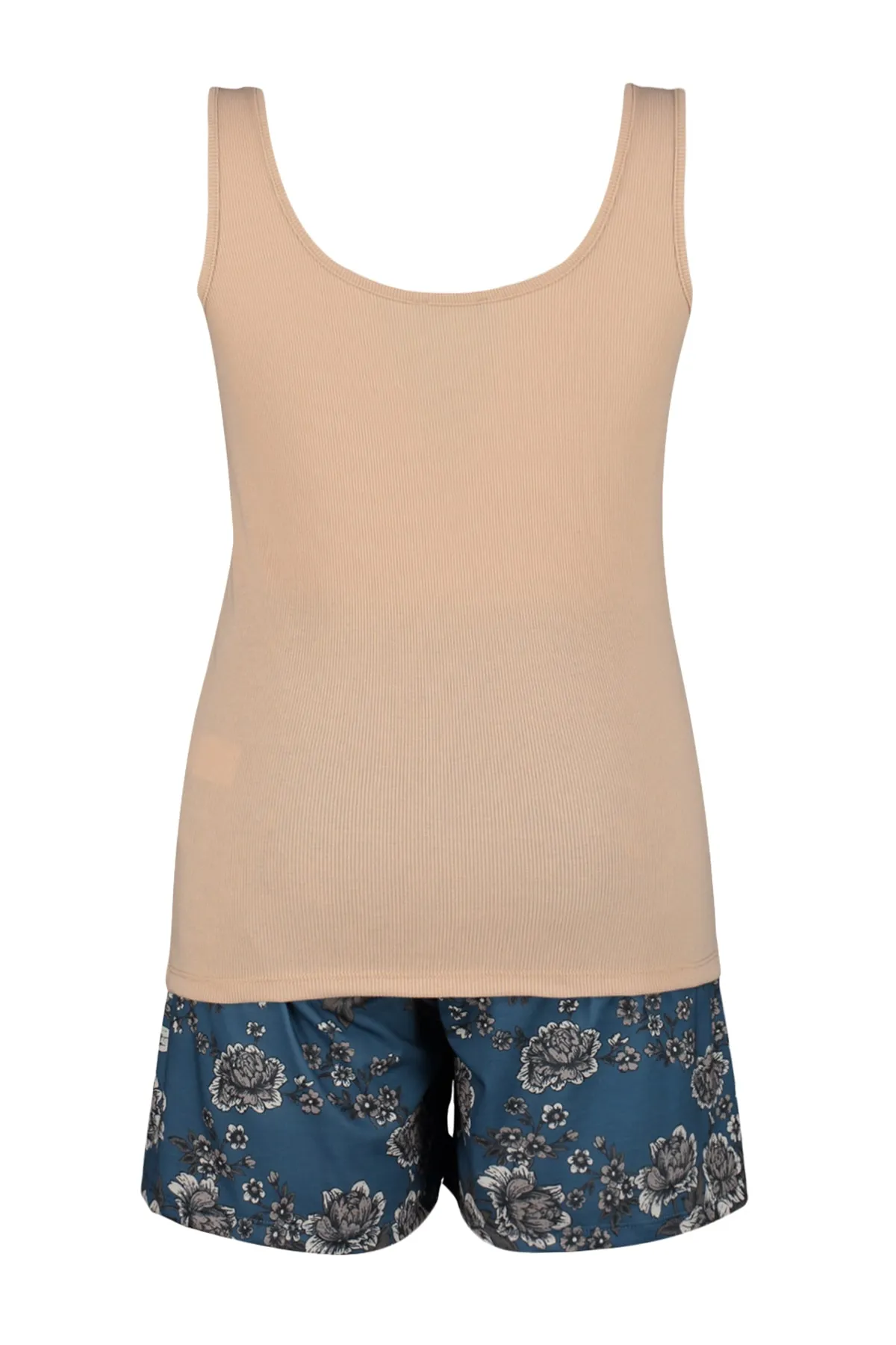 Trendyol Curve  Mehrfarbiges Pyjama-Set aus Single-Jersey mit Blumenmuster in Übergröße TBBSS23AI00004