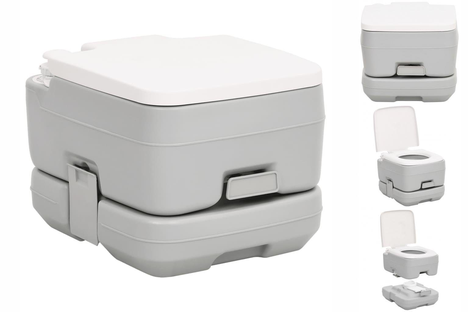 vidaXL Campingtoilette Camping-Toilette Tragbar Grau und Weiß 10 10 L HDPE