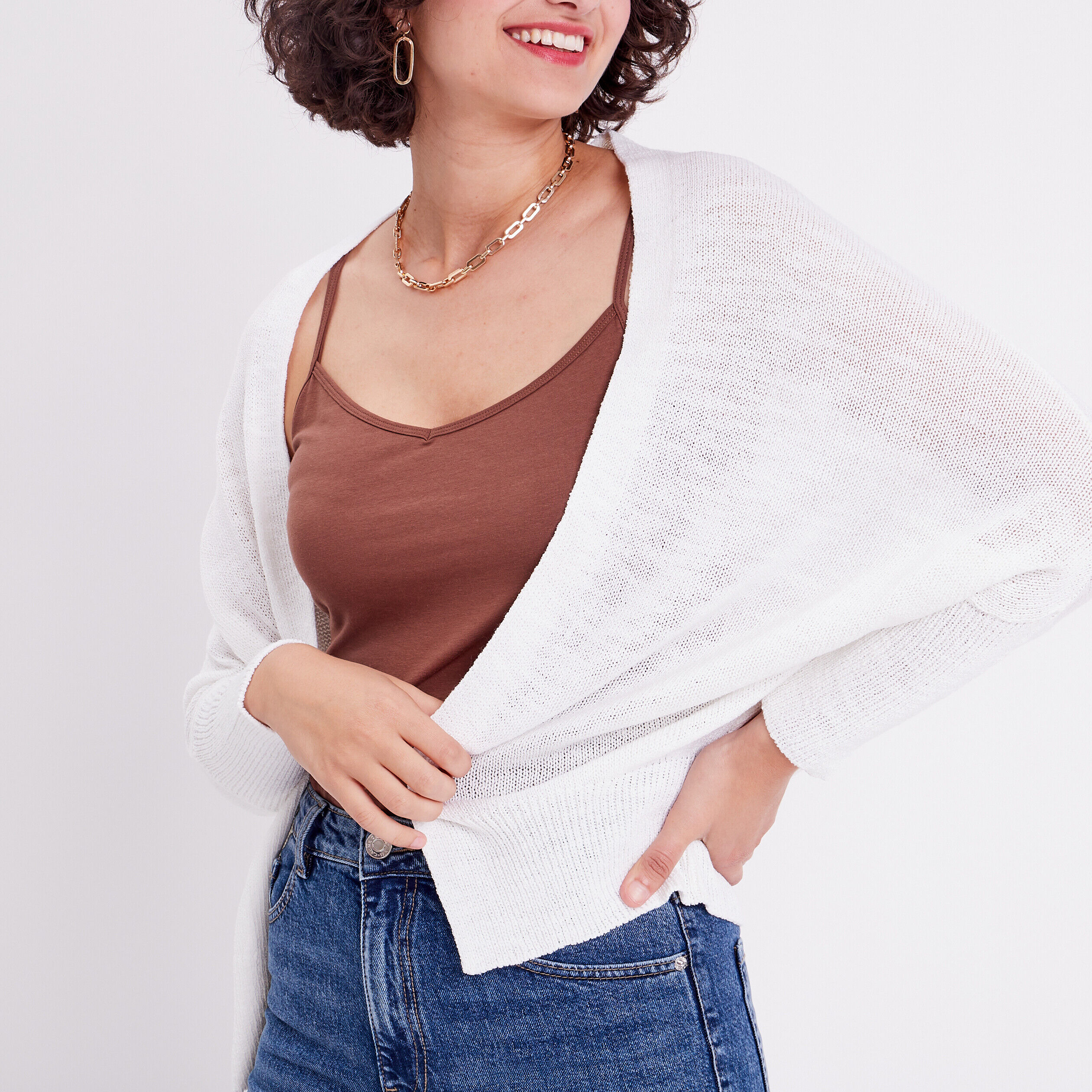 Gilet manches papillons blanc femme | Cache Cache