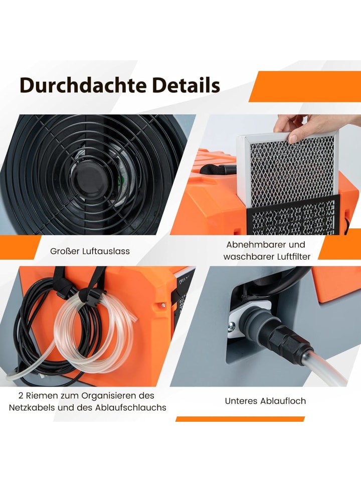 COSTWAY 85 L/Tag Gewerbliche Luftentfeuchter in Orange günstig kaufen onesize