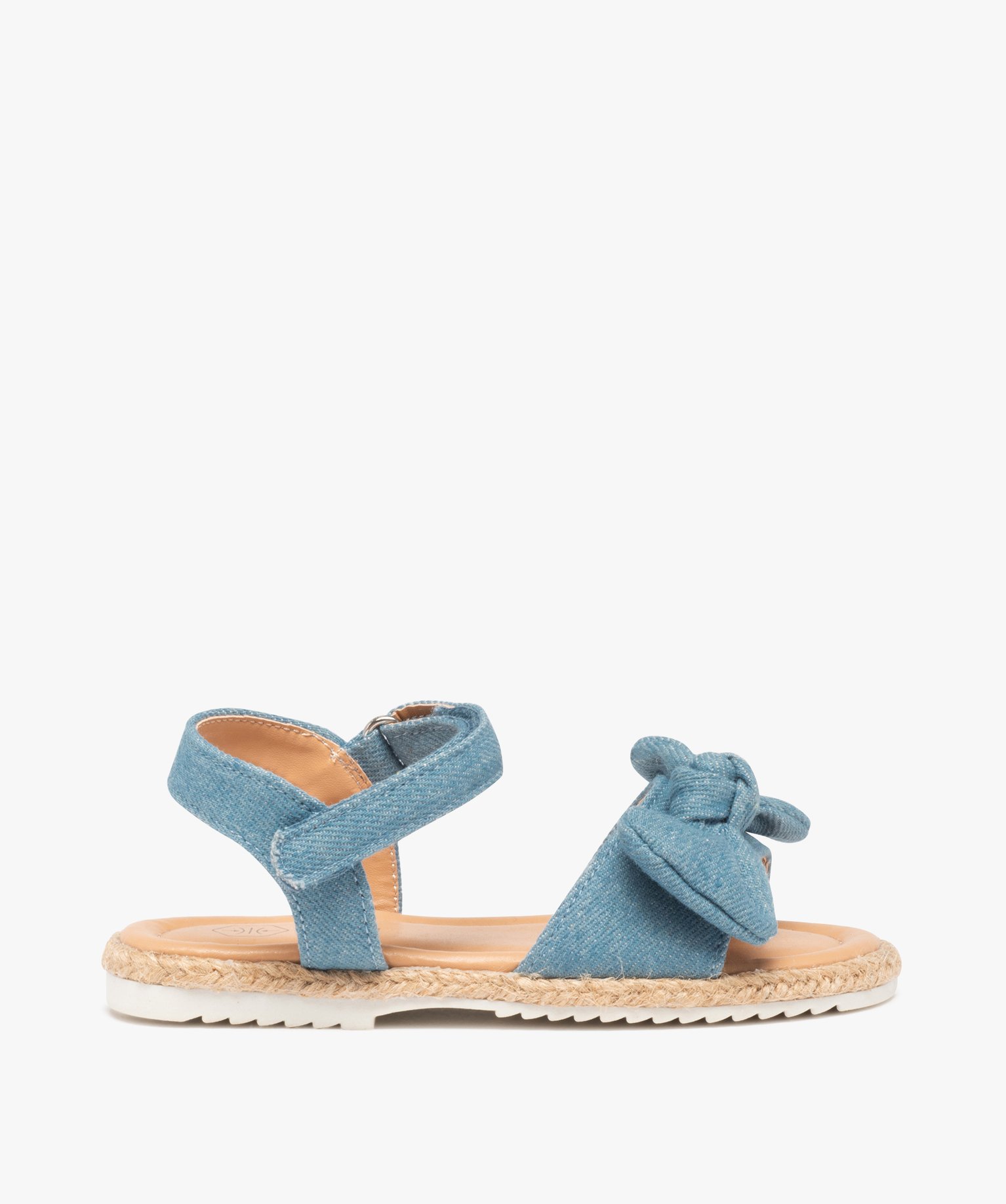 Sandales fille dessus en denim avec n?ud décoratif bleu | GEMO