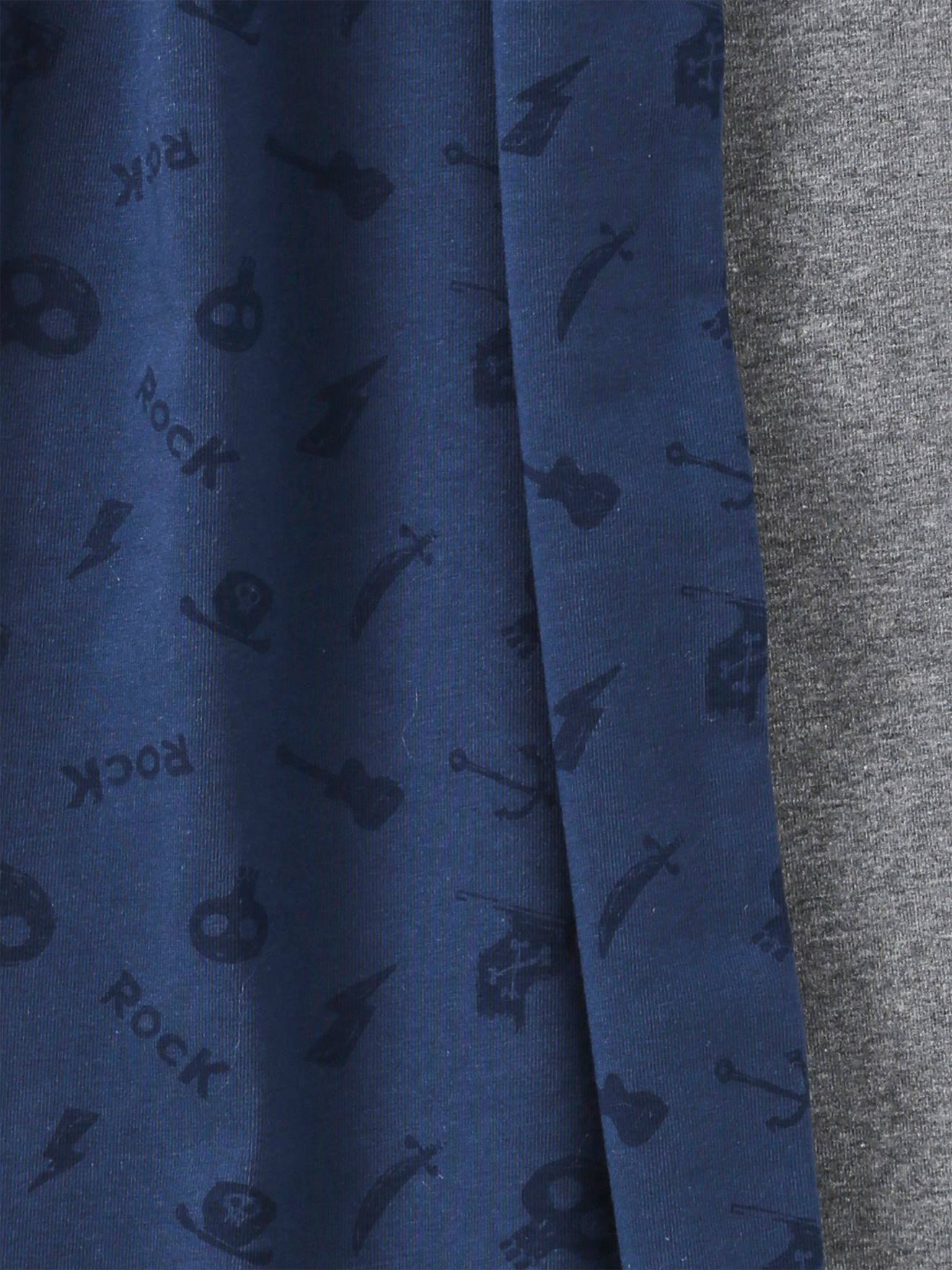 Snood réversible garçon imprimé rock/chiné bleu nuit