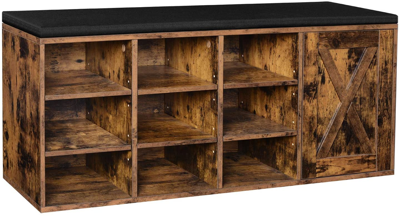 Vasagle Schuhbank, 110x30x48cm, Rustikales Braun