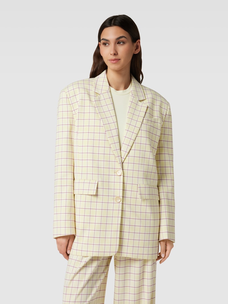 Blazer mit Allover-Muster Modell 'Mirella' in hellgelb