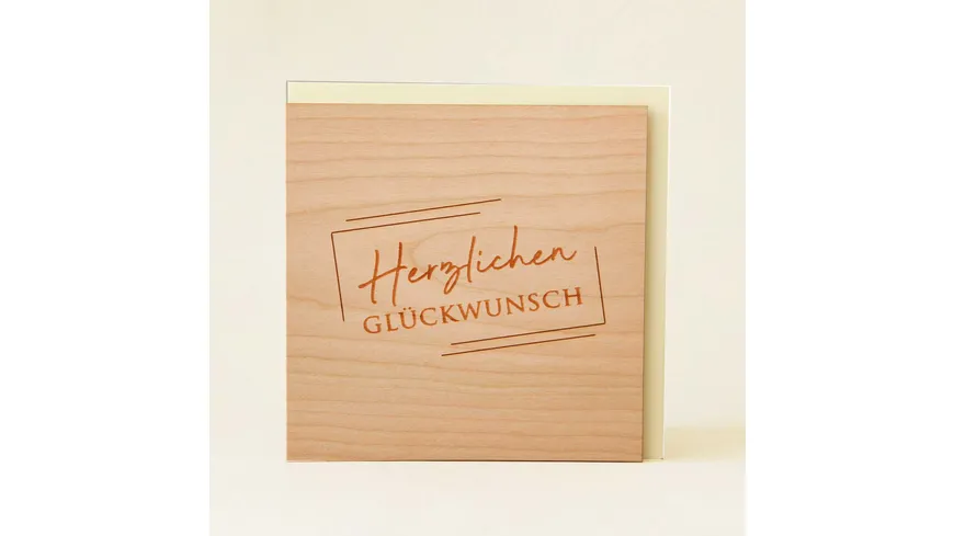Original Holzgrußkarte - Hezlichen Glückwunsch