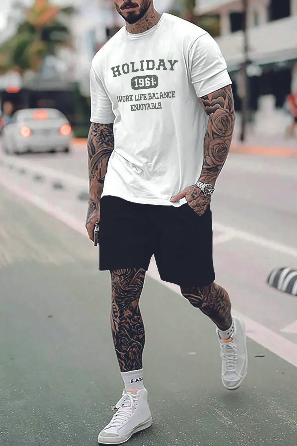 uyguntarz  Unisex-Shorts-Set mit Urlaubsprint