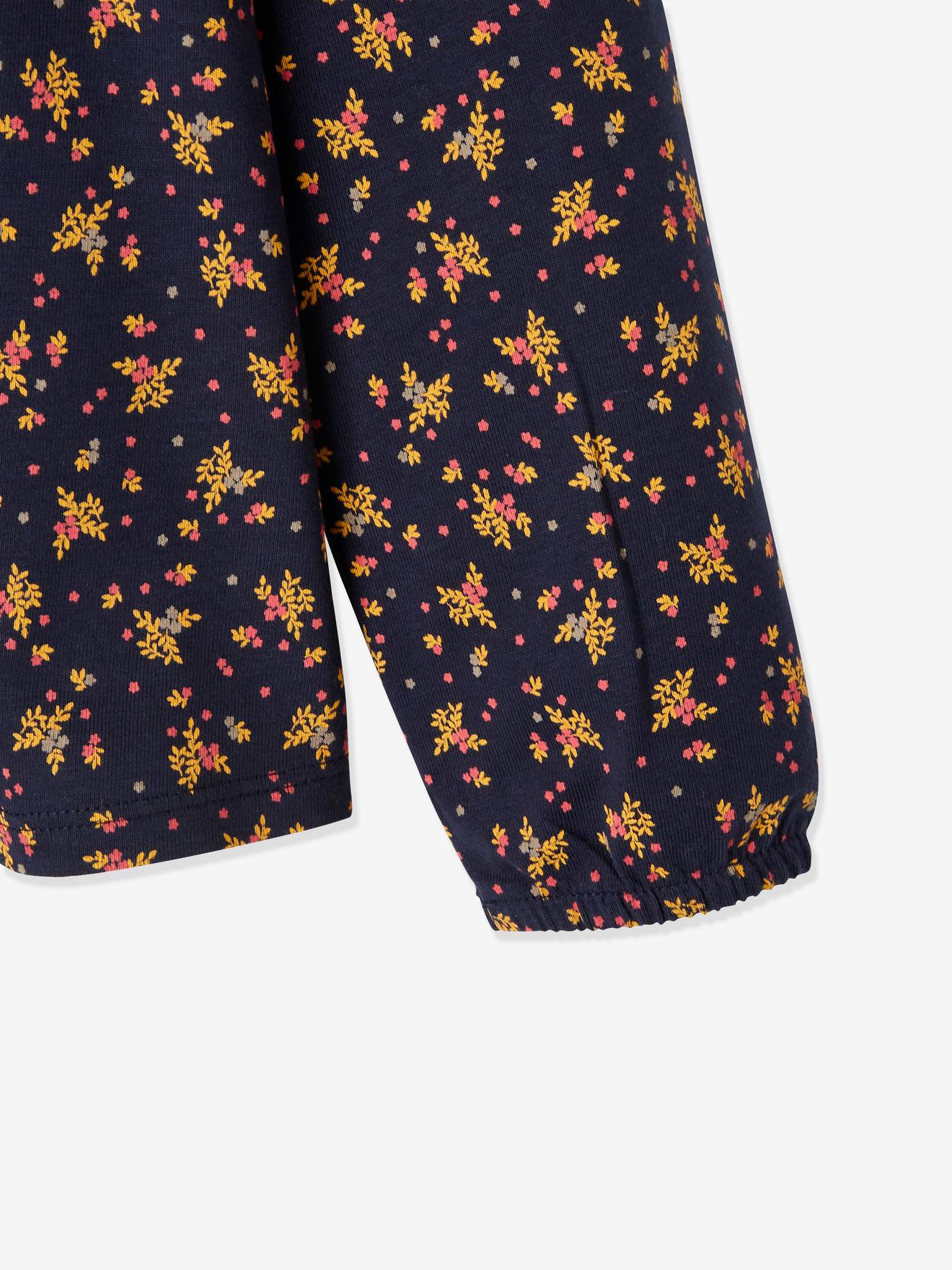 T-shirt blouse fille imprimé fleurs encre imprimé