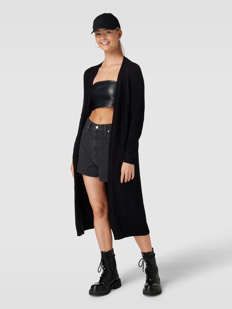 Longcardigan mit Eingrifftaschen Modell 'LESLY' in schwarz