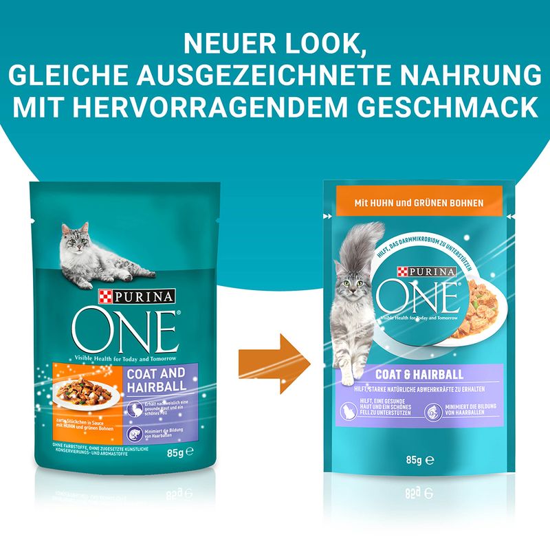 PURINA ONE Coat & Hairball mit Huhn & grünen Bohnen