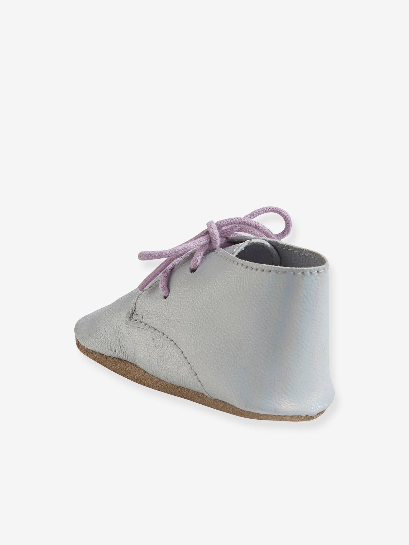 Chaussons de parc cuir souple bébé fille light gold