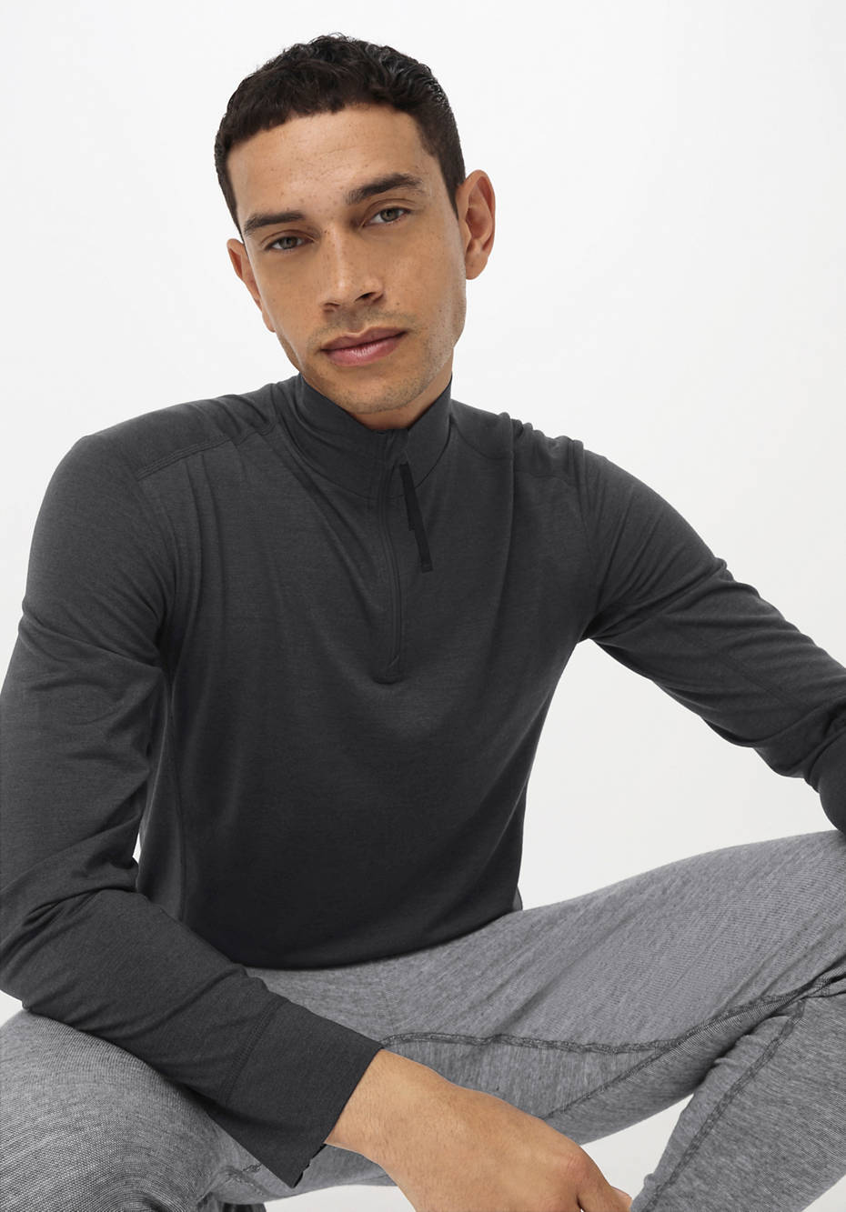 Langarm-Shirt Slim Fit aus Bio-Merinowolle mit Seide