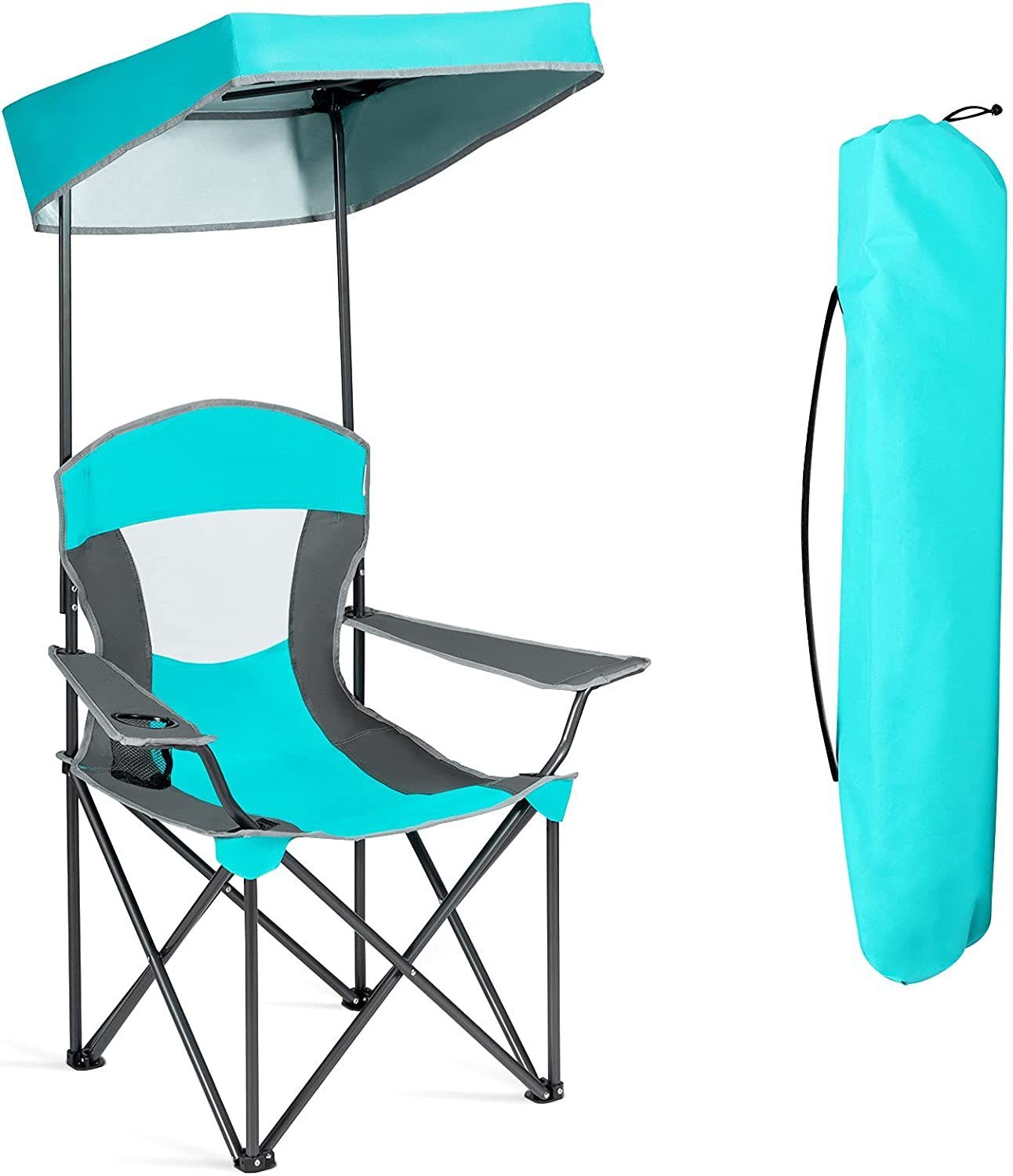 KOMFOTTEU Campingstuhl Klappstuhl, bis 150kg, Türkis