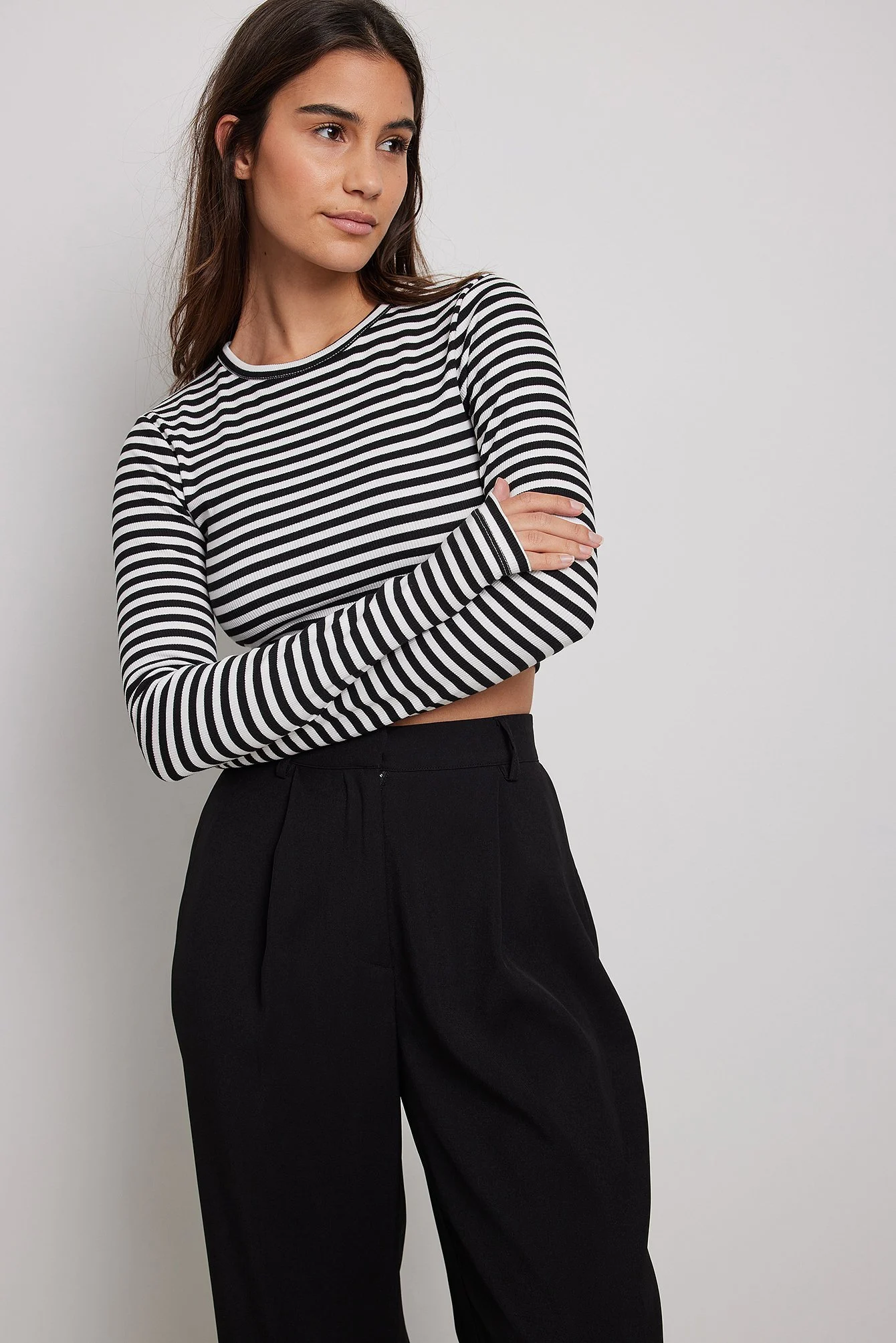 Recyceltes kurzes, gestreiftes Longsleeve-Shirt