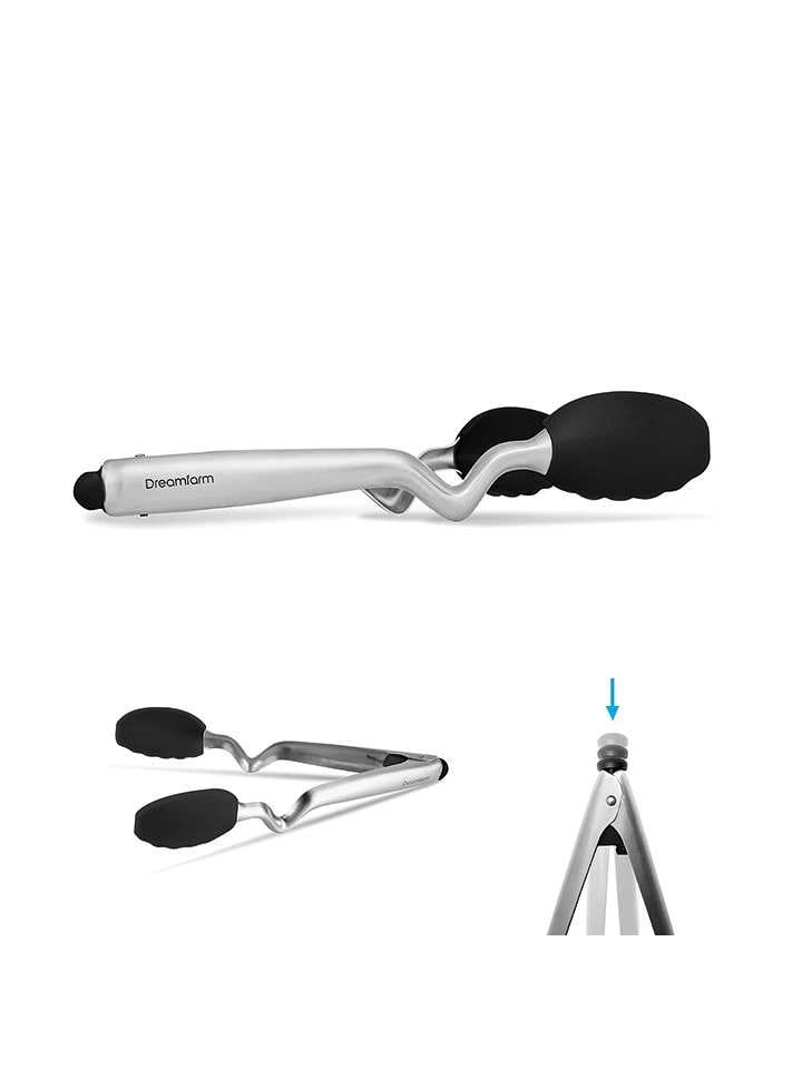 Dreamfarm Küchenzange ''Clongs'' in Silber/ Schwarz - (L)25 cm günstig kaufen onesize