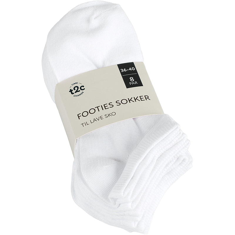 Time 2 Change Footies 8-pk str 36/40, hvit