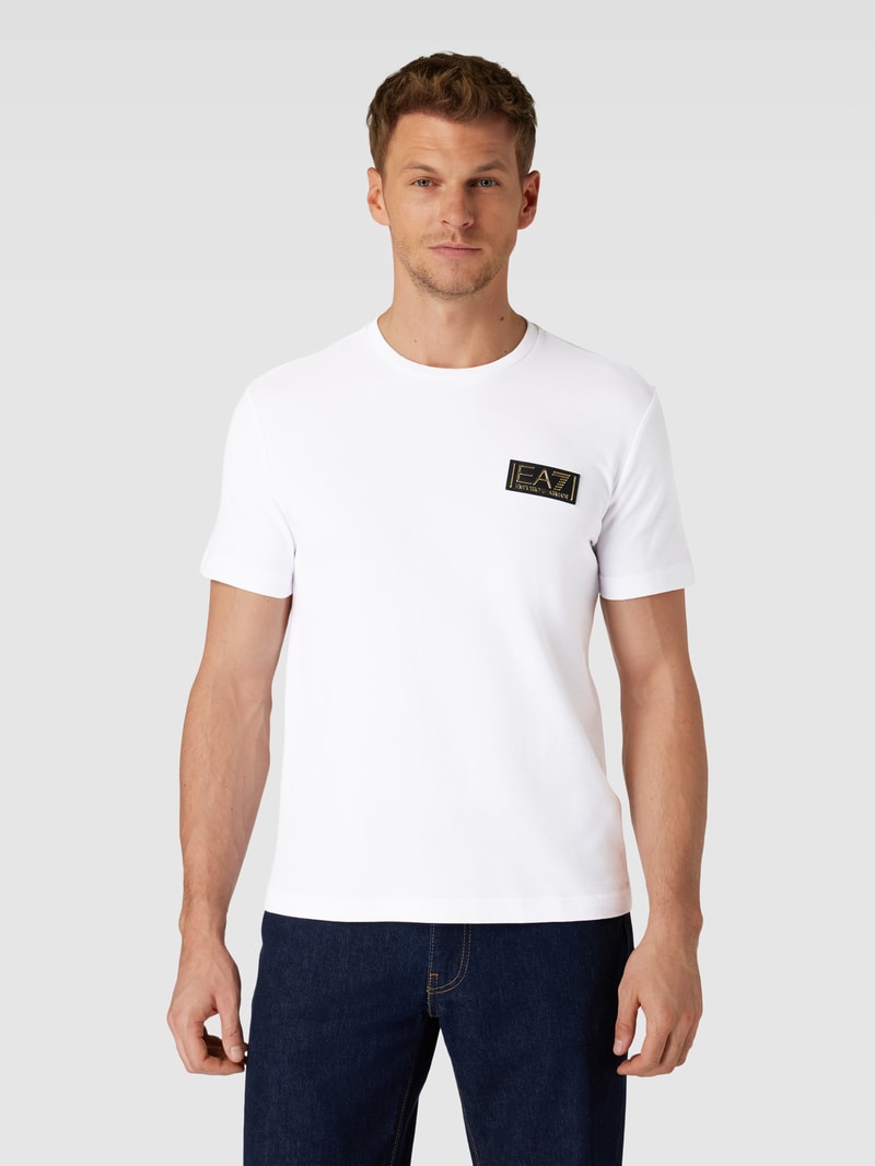 T-Shirt mit Label-Patch Modell 'PJRYZ' in weiß