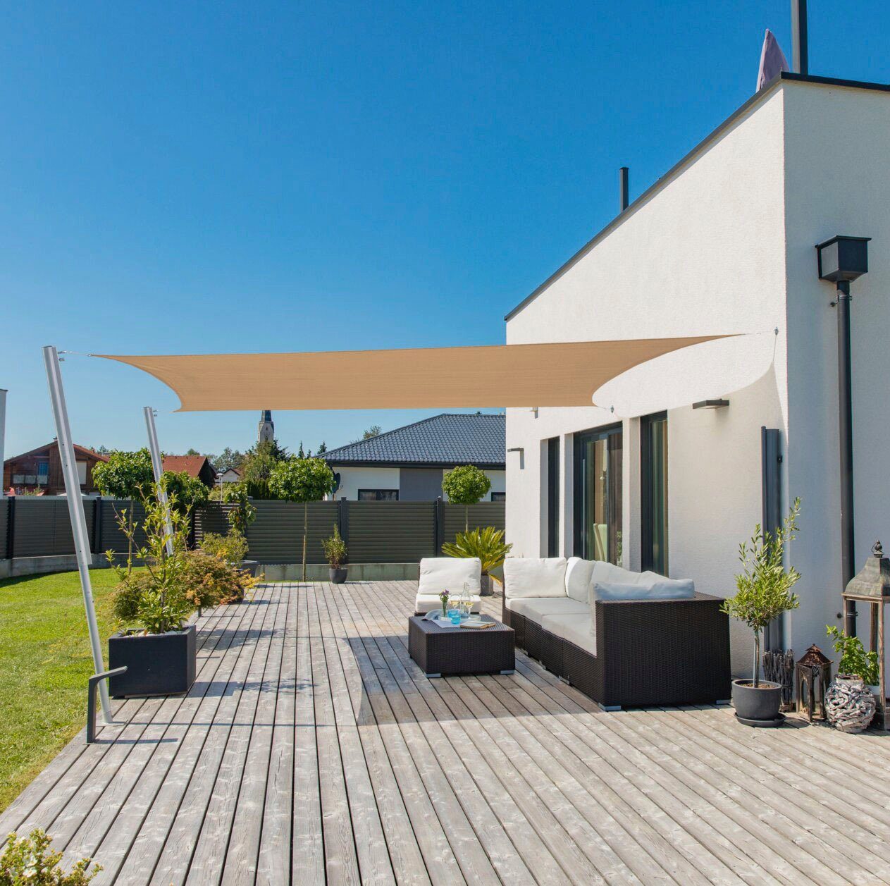 Windhager Sonnensegel Capri Rechteck, 4x5m, schilf
