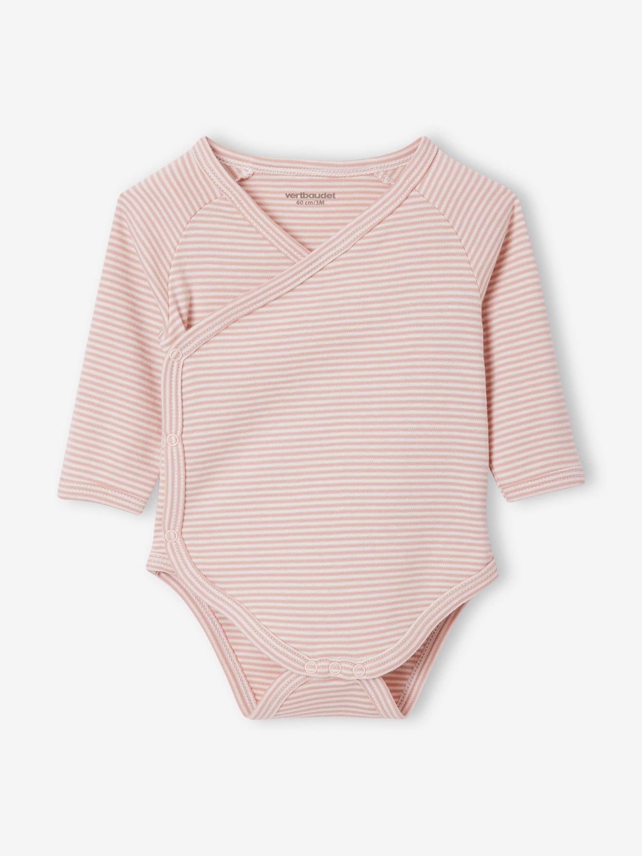 Vertbaudet 5er-Pack Baby Wickelbodys, lange Ärmel Oeko-Tex - pudrig rosa