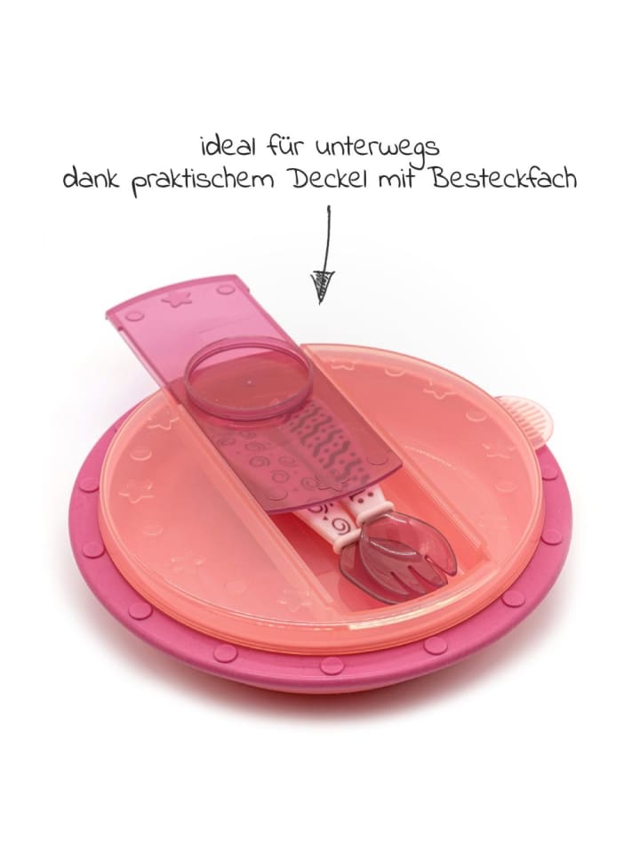 NUK 4-tlg. Set für unterwegs inkl. Babyteller mit Besteck in rosa günstig kaufen onesize