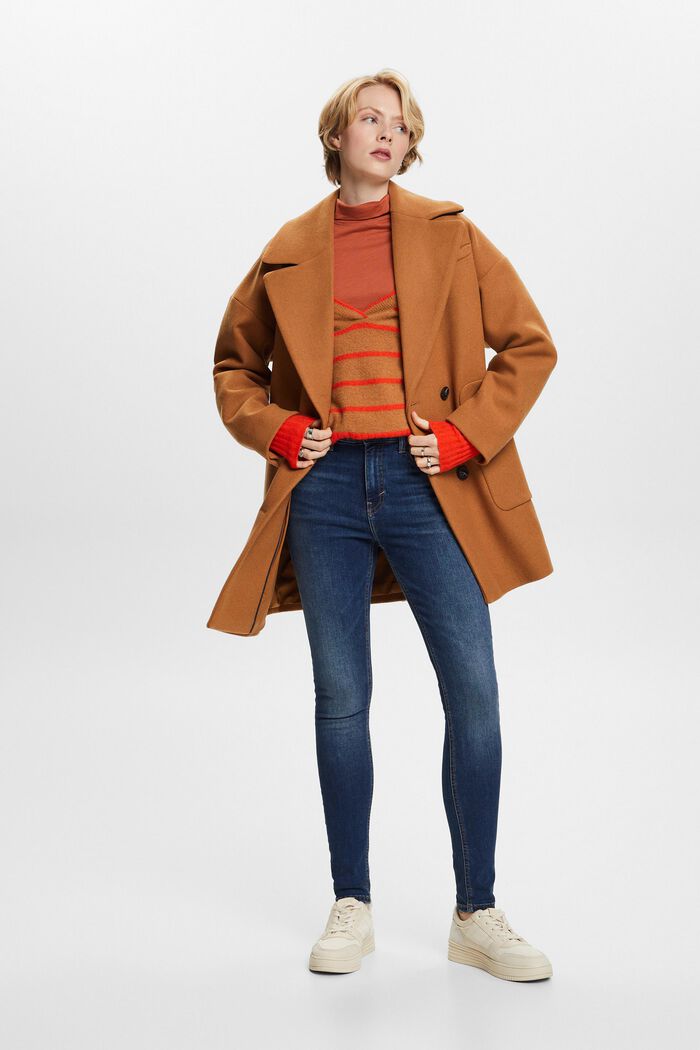 Recycelt: Skinny Stretchjeans mit hohem Bund
