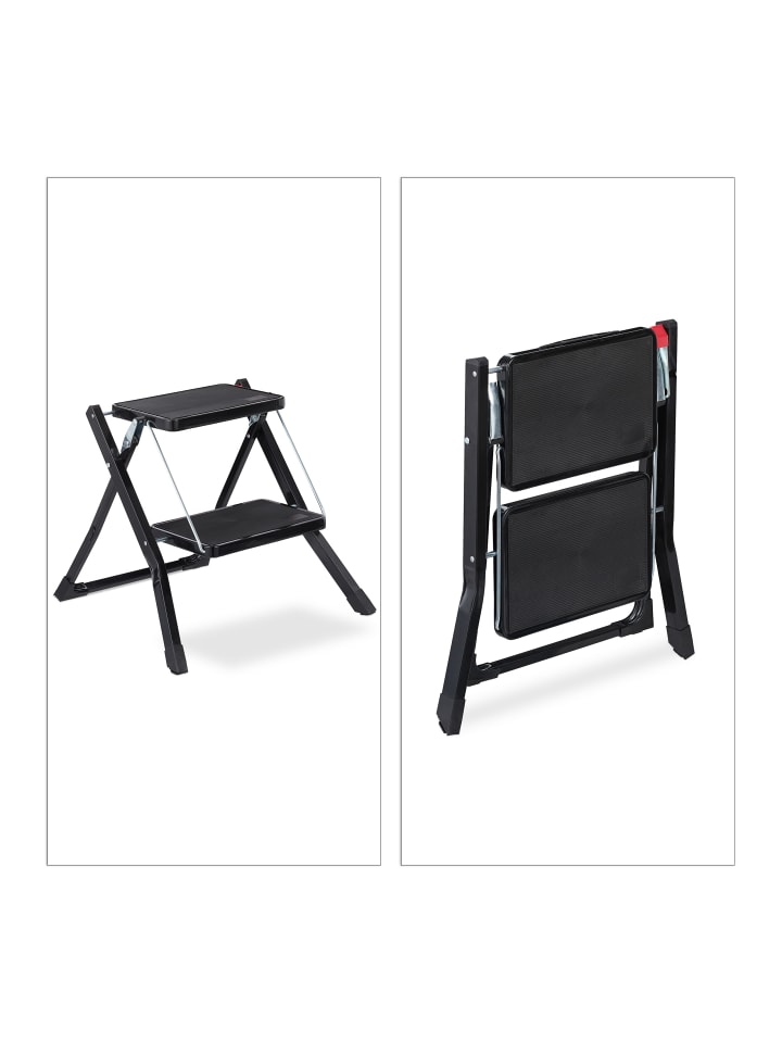 relaxdays Trittleiter in Schwarz - (B)50 x (H)45 x (T)50 cm günstig kaufen onesize