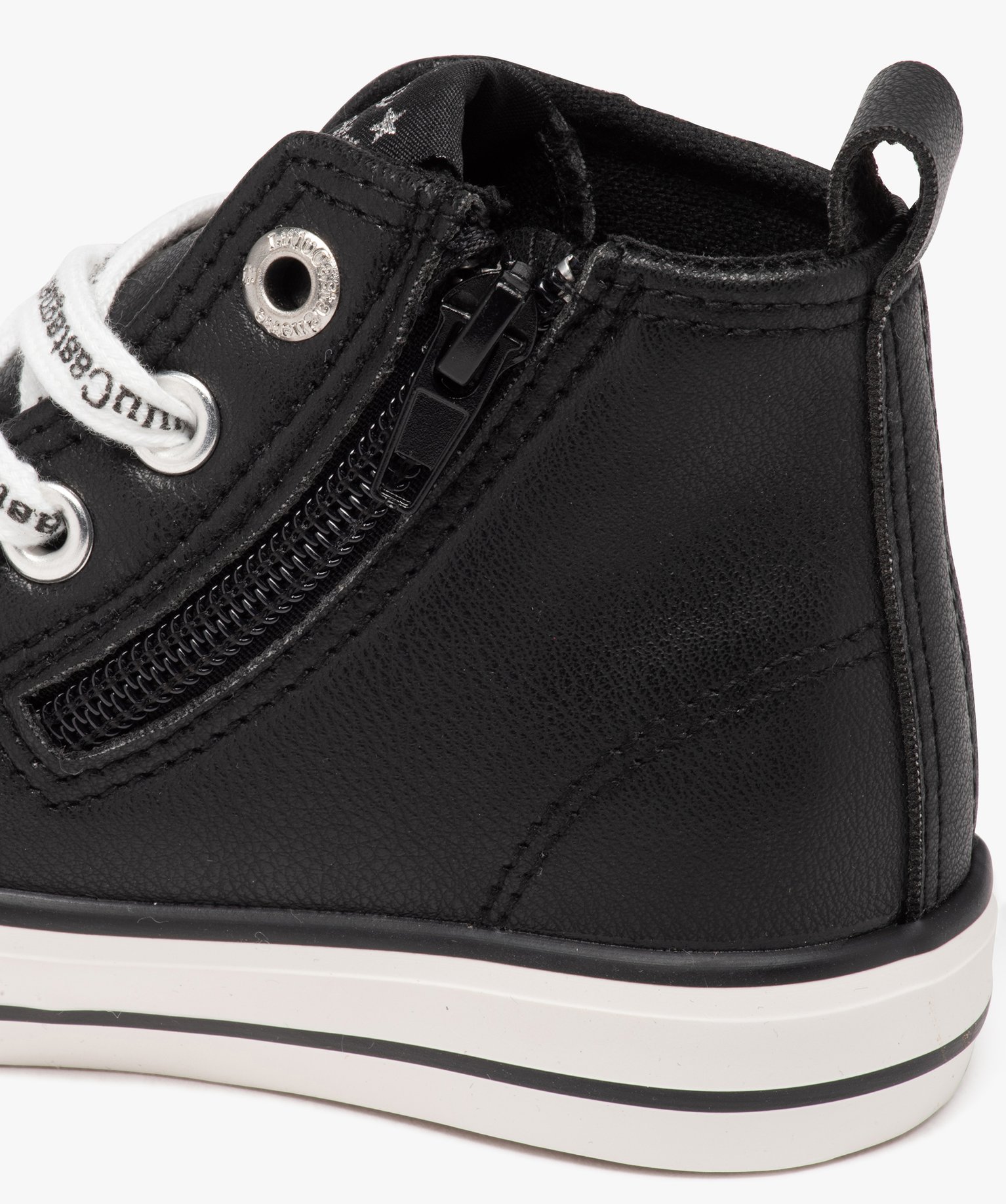 Baskets fille mid-cut unies à zip et à lacets - LuluCastag... noir | GEMO