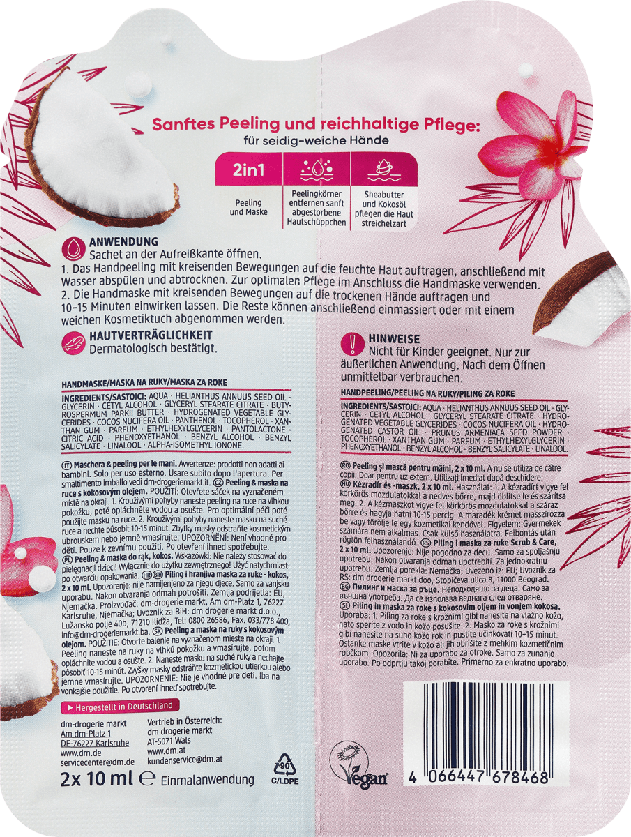 Handpeeling & -maske Scrub & Care, 20 ml