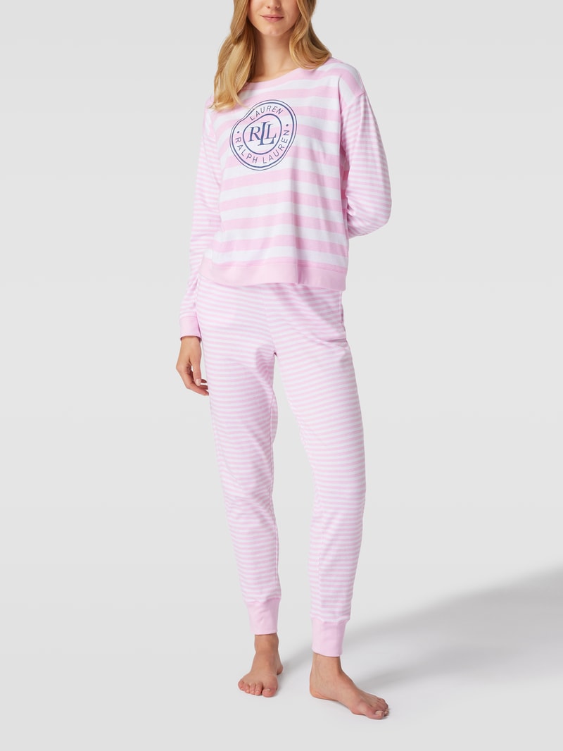 Pyjama mit Label-Print in pink