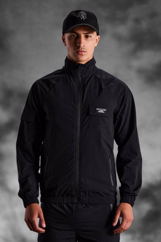 Matte Nylon Cargo-Jacke mit Trichterkragen