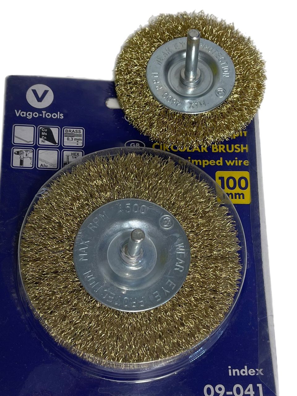 Vago-Tools Scheibenbürsten Rundbürste 100mm mit Schaft gewellt f.Bohrmaschine 24x