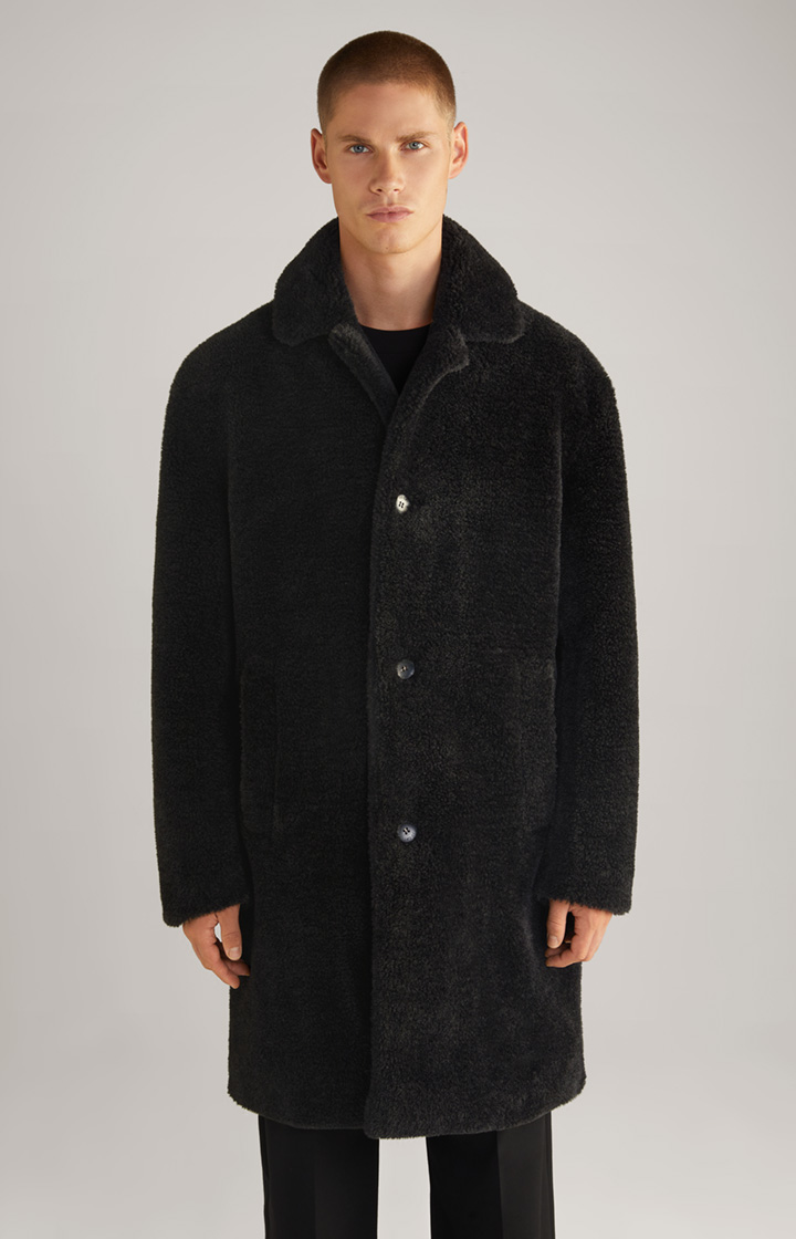 Unisex-Teddyfellmantel in Schwarz