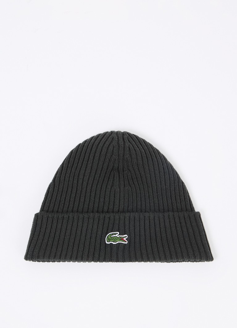 Lacoste wool beanie with logo embroidery