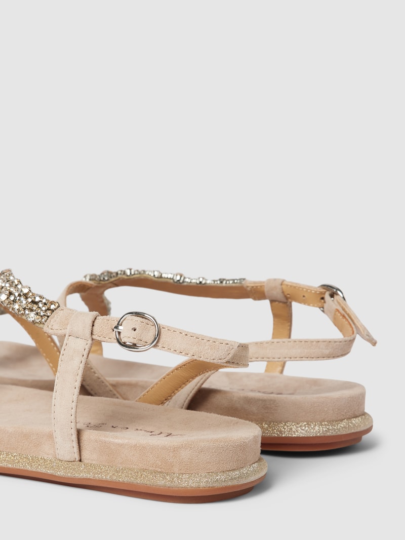 Sandalen mit Strasssteinbesatz in beige