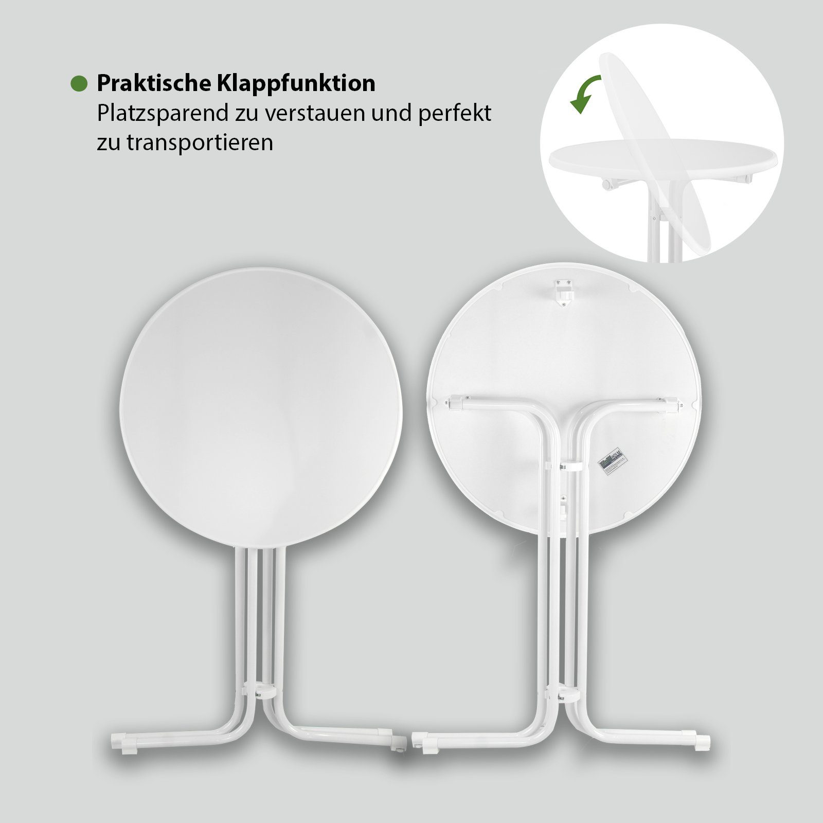 TRUTZHOLM Stehtisch Stehtisch klappbar Ø 80 cm Höhe 110 cm Stahl Gastrotisch Partytisch (1er)