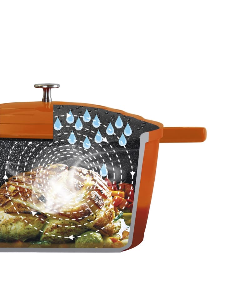 Stoneline Cocotte Bräter Rund 28 cm | mit Deckel in Orange günstig kaufen Ø 28 cm