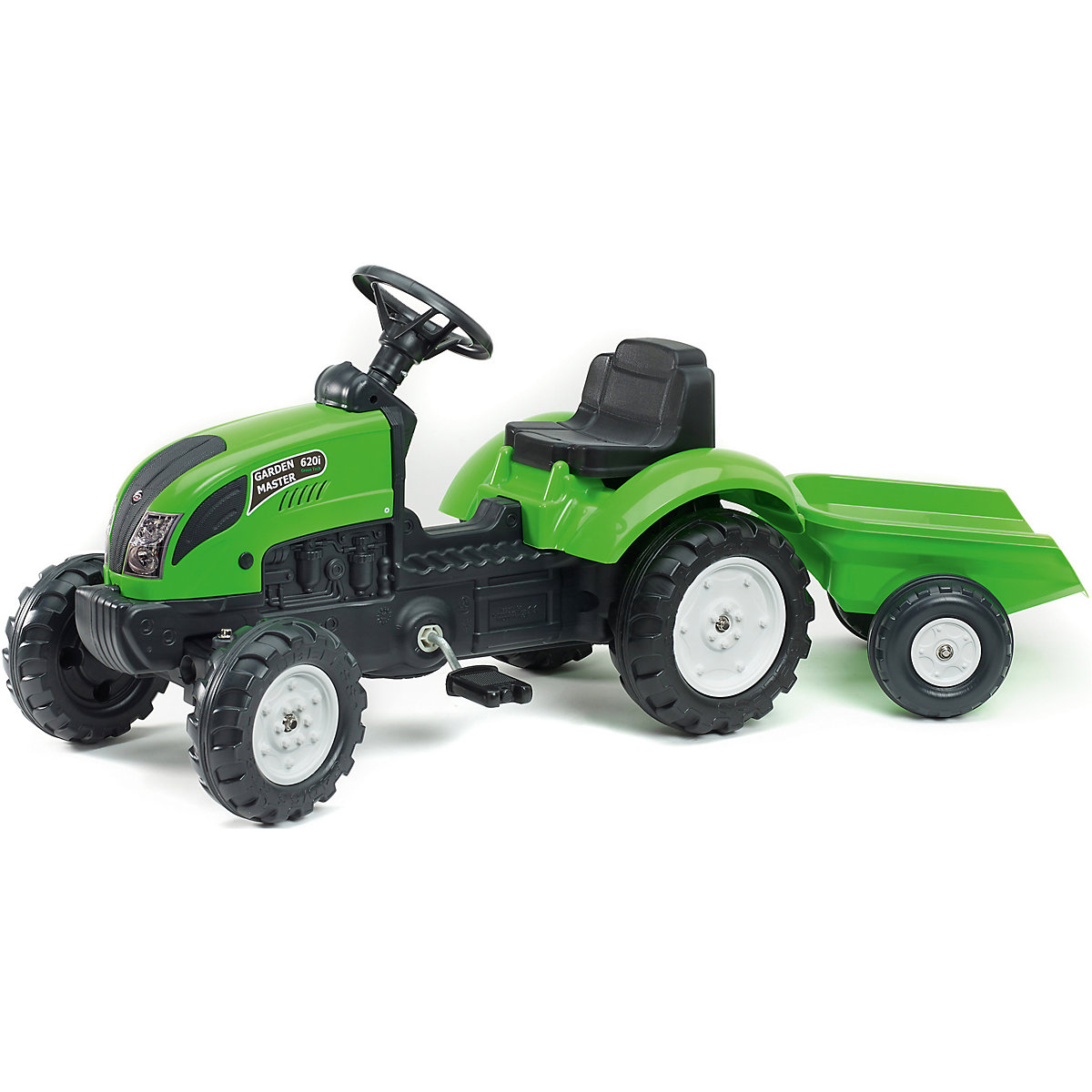 Trettraktor mit Hänger, grün