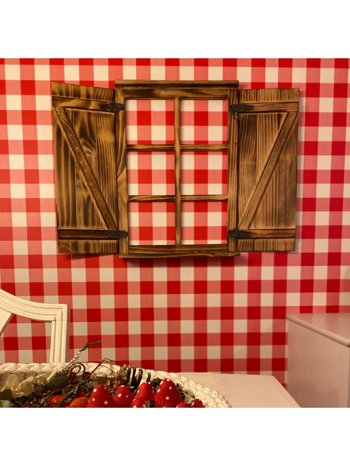 UNUS Deko-Fenster Sprossenfenster mit Fensterläden in Braun günstig kaufen onesize