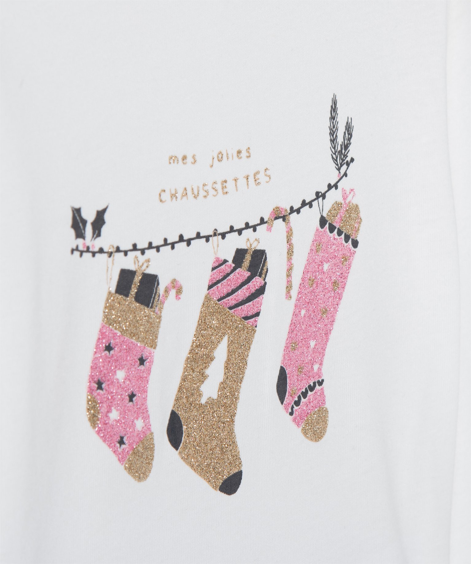 Tee-shirt bébé fille à manches longues volantées et moti... ecru | GEMO