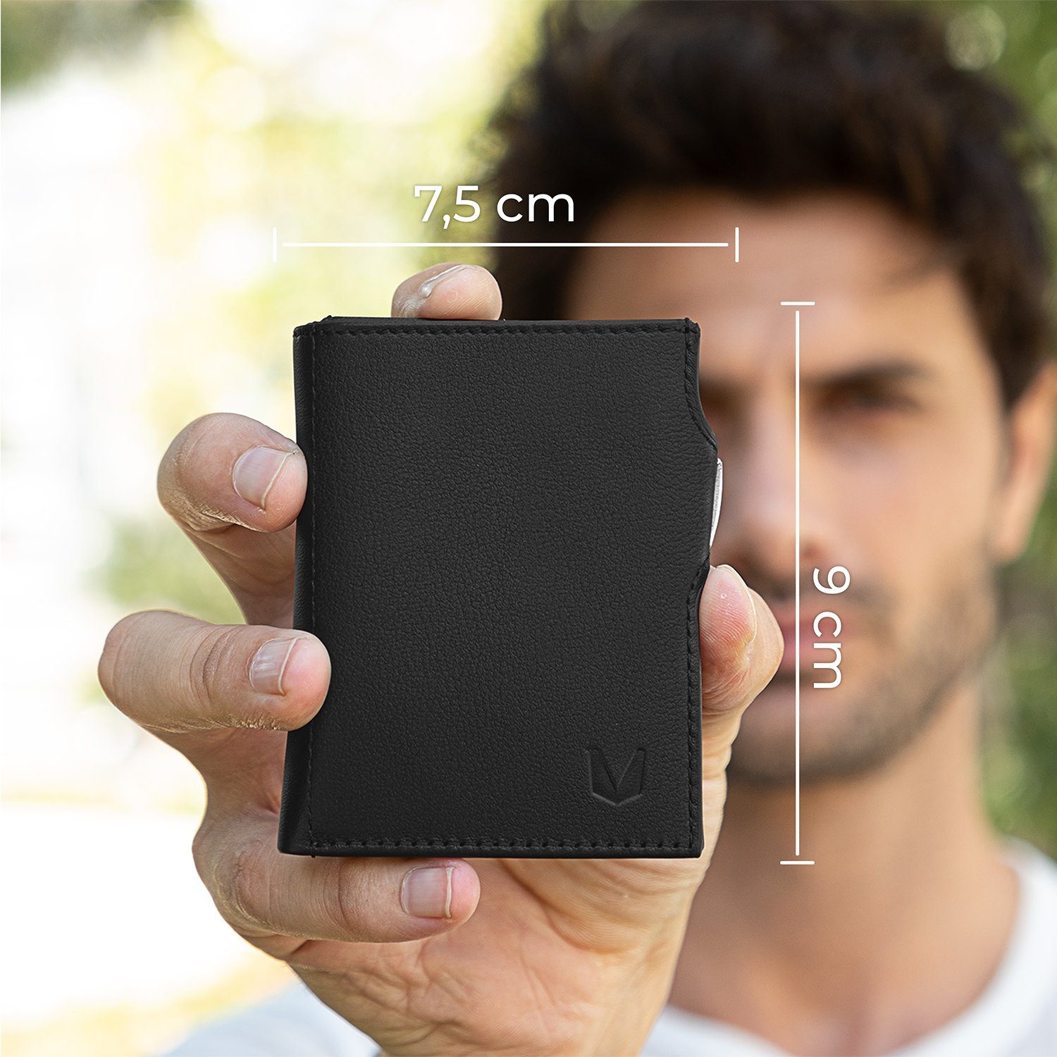 MAGATI Geldbörse aus Echtleder mit Münzfach, bis zu 10 Karten, RFID-Schutz (mit Geschenkverpackung), Einkaufswagenchip-Fach, klein Wallet, Portemonnaie für Herren & Damen