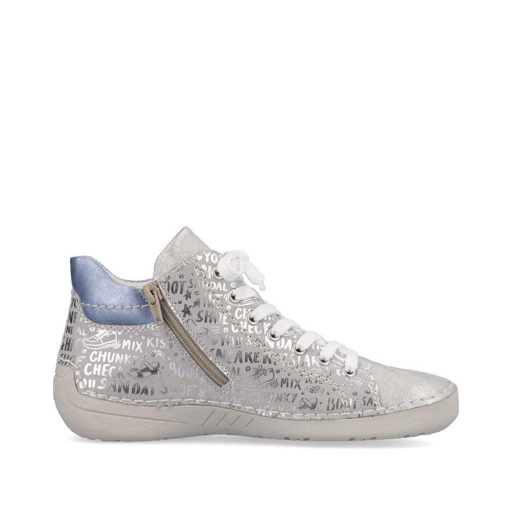 Rieker Damen Schnürschuhe silbergrau-himmelblau