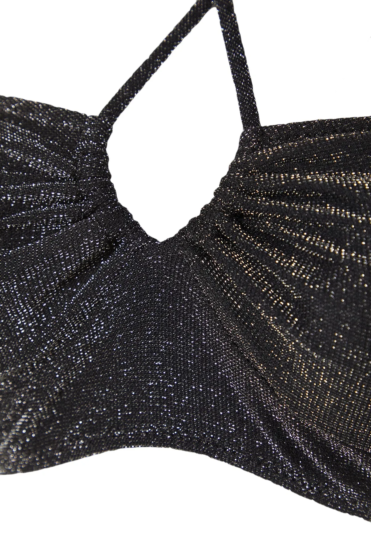 Trendyol Collection  Schwarzes trägerloses Glitzer-Bikinioberteil TBESS23BU00302
