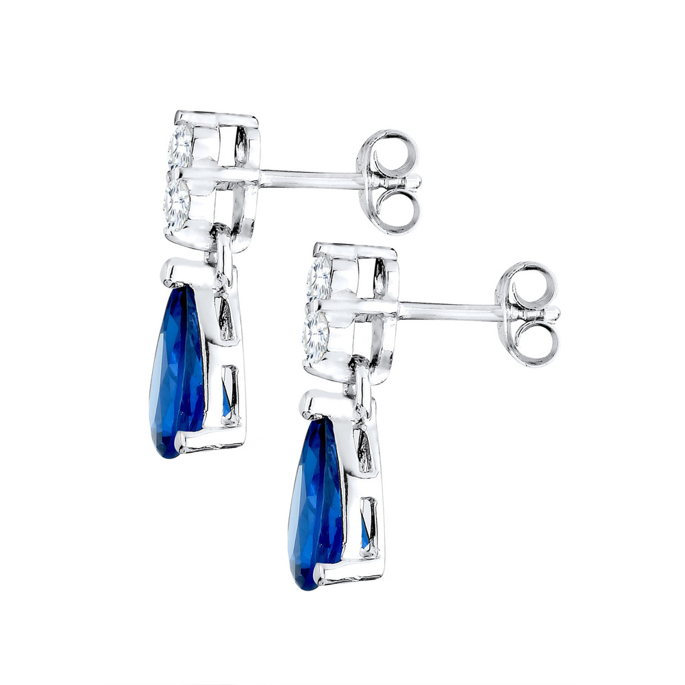 Elli Elli Boucles d'Oreilles Femmes Goutte avec Cristaux de Zirconium et Saphir Synthé Boucles d'oreilles