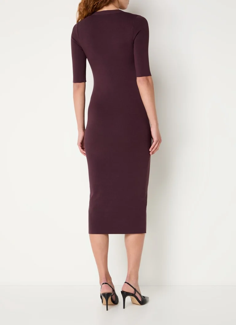 HUGO BOSS  Fezanin midi jurk met V-hals en stretch