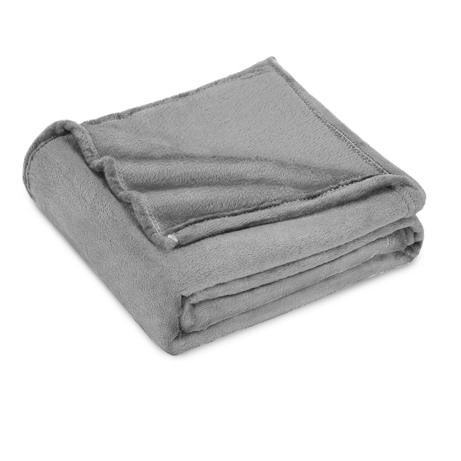 Wohndecke Premium Kuscheldecke, Anthrazit Grau, super weichem Uni Fleece, Gimisgu