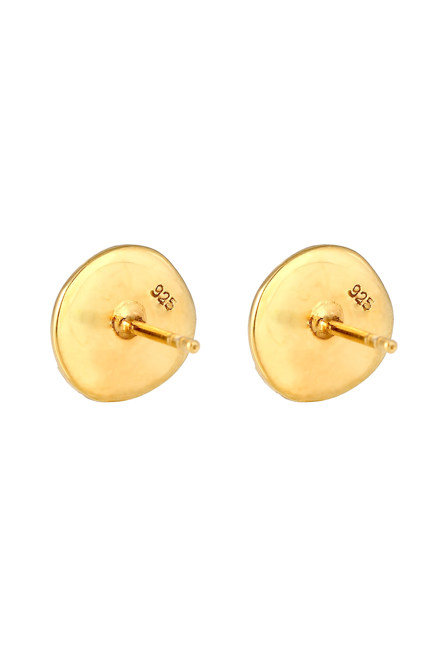 Elli Vintage Hammered Medallion Stud Earrings for Women - (925/1000) Silver Gold Plated