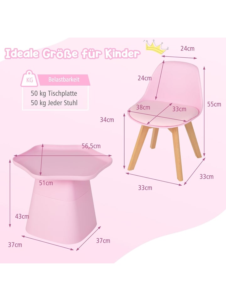 COSTWAY Sitzgruppe 3 tlg. Set 3-8 Jahren in Rosa günstig kaufen onesize